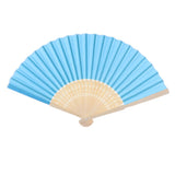 Max Silk Handheld Folding Fan Wedding Party Favor Fan with Gift Box Sky Blue