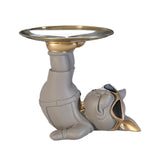 Maxbell Dog Statue Butler with Tray Ornament with Tray for Entry Cabinet Desktop Gray