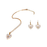 Maxbell Christmas Crystal Snowflake Heart Dangle Earrings Necklace Gold Jewelry Sets