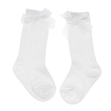 Maxbell Baby Girls knee High Socks Bowknot Toddler Babies School Socks 2-4T White