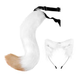 Maxbell Fox Ears and Tail Cat Ear Headband Headwear for Party Prom Halloween White