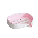 Maxbell Bar Soap Holder with Soap Tray Wall Mount Sturdy Punching Free Size 13x9x3cm Pink and White