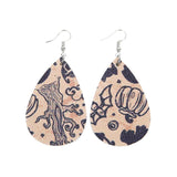 Max Halloween PU Leather Water Drop Teardrop Dangle Drop Earrings Jewelry C