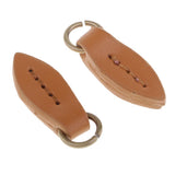 Max Vintage PU Leather Zipper Pull Zipp Puller Leaf Shape Sewing Fastener Brown