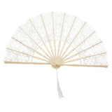 Maxbell Handheld Lace Fan Wedding Bride Fan for Stage Dancing Women Gifts Yellow