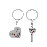 Maxbell 1 Pair Alloy Love Smile Key Heart Shape Pendant Keyring Keychain