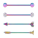 Max Maxb 4 Pieces Stainless Steel Industrial Barbell Earrings Colorful