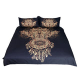 Max 3Pcs Bedding Set Golden Print Duvet Cover Pillowcase Dreamcatcher-228x228cm