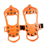 Maxbell 11 Spikes Crampons Durable Ice Cleats for Fishing Outdoor Activities Walking Orange Small