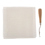 Maxbell Blank Canvas Mesh and Wooden Bent Latch Hook for DIY Rug Cushion Mat Making