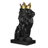 Maxbell Maxbell Modern Lion Head Statue Animal Figurine Resin Craft for Desktop Bookshelf Black