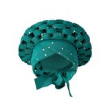 Maxbell African Turban Women Sequin Headwear Head Scarf Hair Cover Girls Headwrap Blue