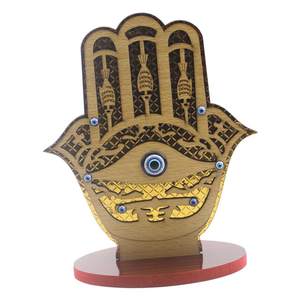 Maxbell Wood Decoration for Muslim Eid Table Art Oranemnts Yellow