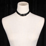 Max Lady Punk Gothic Leather Choker Necklace Collar Belt Buckle Neck Ring Black