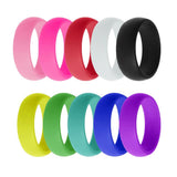 Maxbell 10Pcs 8mm Wide Flexible Rubber Silicone Wedding Finger Ring Band US Size9
