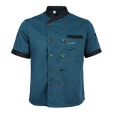 Chef Jacket Uniform Short Sleeve Hotel Kitchen Apparel Cook Coat M Blue