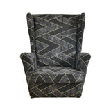 Maxbell Nonslip Wingback Chair Cover Elastic Modern Polyester Printed for Bedroom Black Gray