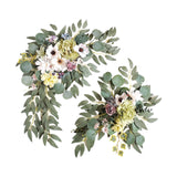 Maxbell 2 Pieces Artificial Wreath Home Decor Front Door Ornament Flower Swag Window Style C