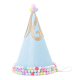 Max Shiny Hairball Birthday Party Hat with Pom pom Ball for Kid Adult Blue