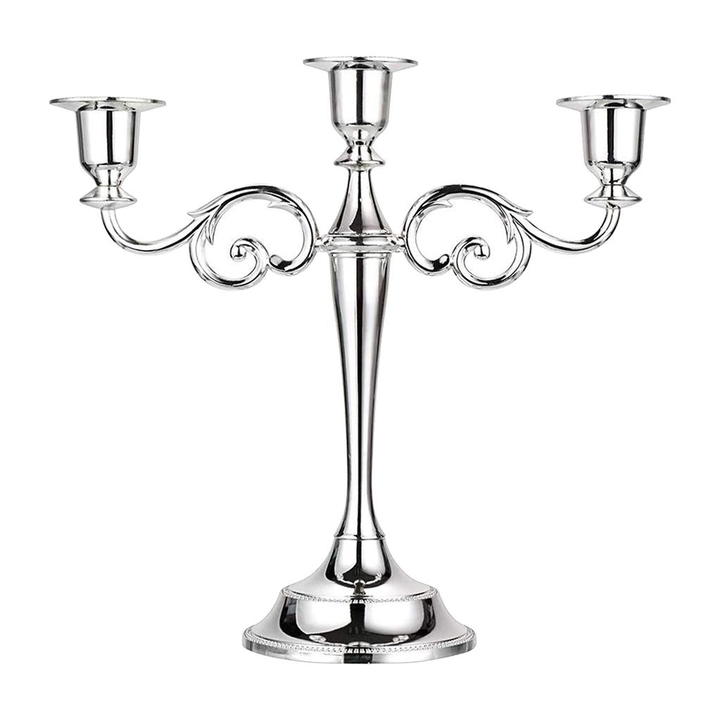 Max European 3 Arms Candelabra Candle Holder for Decoration  Silver