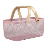 Maxbell Metal Hollow Picnic Basket Hollow Out Basket for Travel Dessert Dining Room Pink