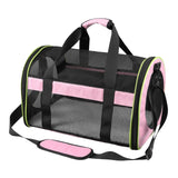 Maxbell Puppy Carrier Cat Carrier Ventilated 17.3x11x11inch Collapsible Practical Black Pink Mixed