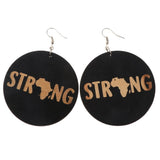 Maxbell Vintage Black Wood Ethnic Lettering Tribal Dangle Earring STRNG