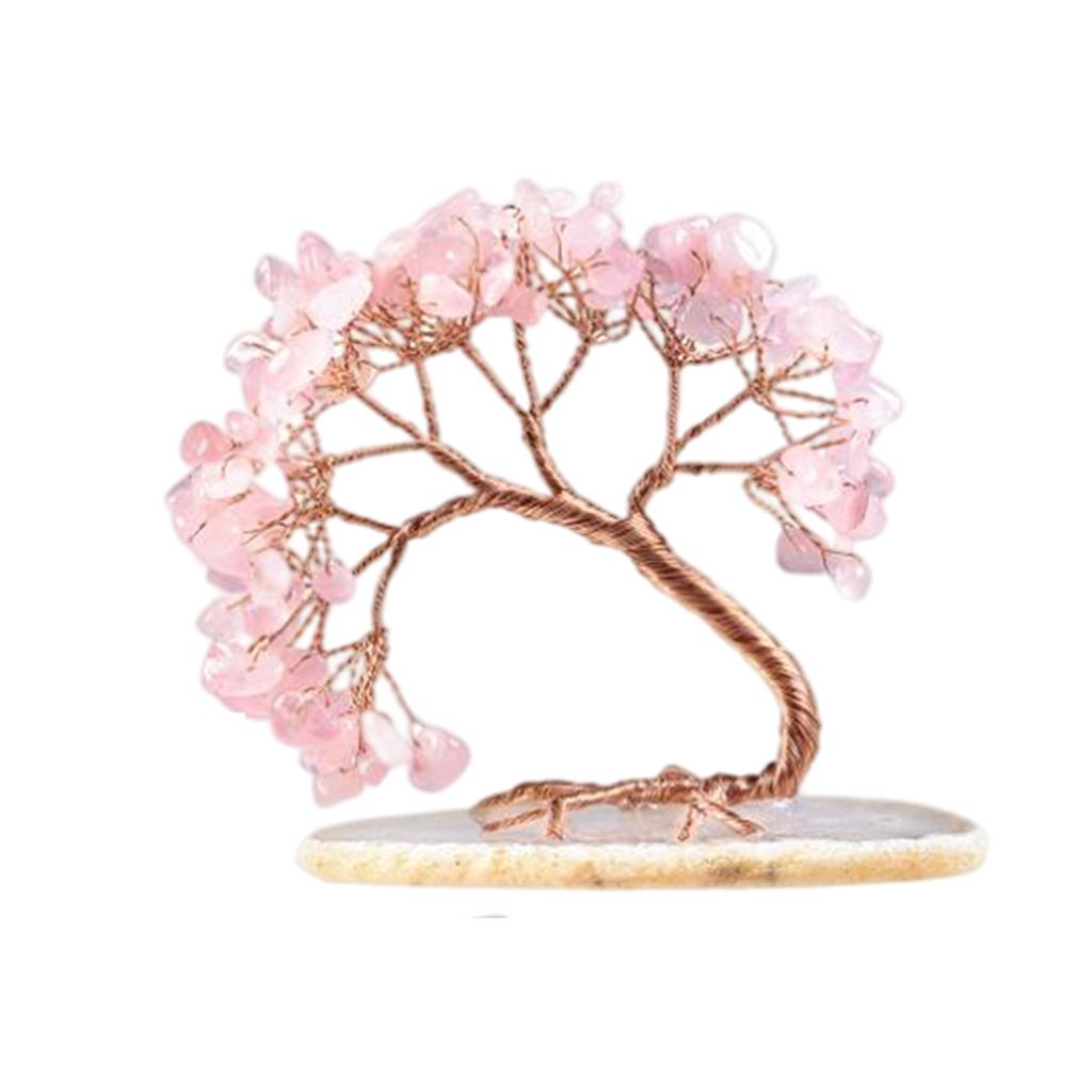 Maxbell Rose Quartz Gemstone Tree Home Decoration Fortune for Car Wedding Home Pink