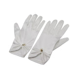 Maxbell 1 Pair Bride Wedding Satin Gloves Short White for Evening Banquet Girls