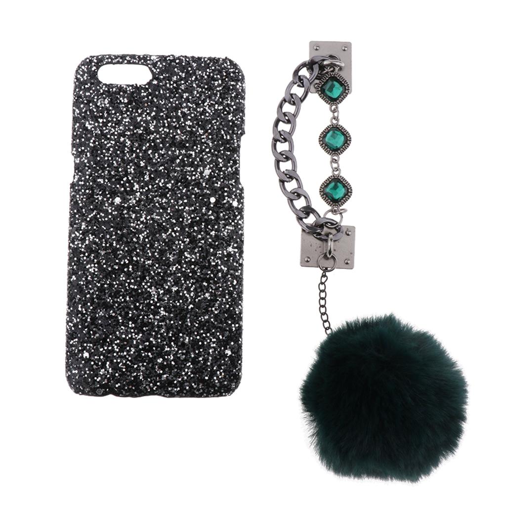 Maxbell Glitter Luxury Bling Back Phone Case Cover + Wristband for OPPO R11PLUS Black