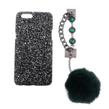 Maxbell Glitter Luxury Bling Back Phone Case Cover + Wristband for OPPO R11PLUS Black
