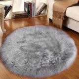 Max 80cm Soft Sheepskin Fluffy Skin Faux Fur Fake Rug Mat Rugs Gray