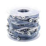 Maxbell 10 Meters Pearl Beads Sheer Lace Trim Ribbon for DIY Wedding Decoration Grey