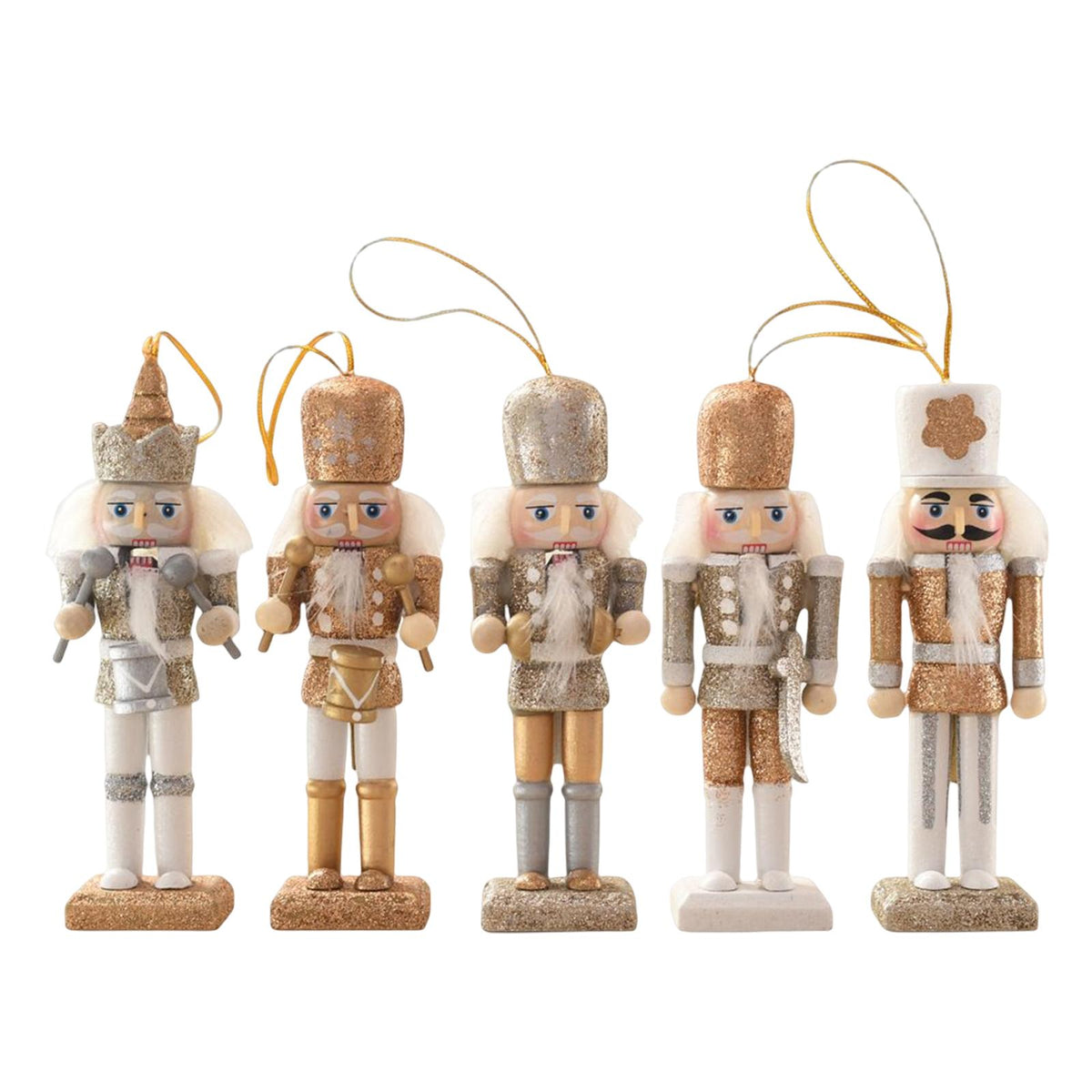 Maxbell Maxbell 5Pcs 13cm Wooden Soldier Nutcracker Figures Hanging Decorations Durable