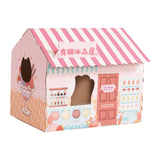 Maxbell Corrugated Cardboard Cat House with Scratching Pad for Training Toy Cats Pink