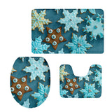 Max 3Pcs Christmas Bathroom Bath Mat Rug Set Toilet Lid Cover C948CP