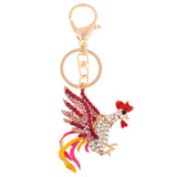 Max Cock Rooster Chicken Keychain Crystal Bag Pendant Key Ring Gift Jewelry Pink