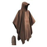 Maxbell Hooded Rain Poncho Portable Rainwear Jacket for Backpacking Brown