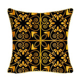 Max Gold Trimmed Square Flannel Throw Piwllow Cover 18"x18" with Zipper Style 7