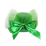 Maxbell Hat Shaped Hair Clip St Patrick's Day Barrettes Girls Teens Mesh Bow Tie