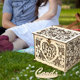 Max Wedding Gift Card Box Wooden Money Box with Lock Wishing Well Card Box