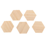 Maxbell 5 Pieces Natural Wood Hexagon Plaque Sign Slices Unfinished Wooden Shapes