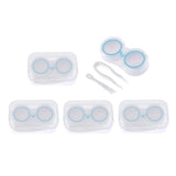 Max 5Pcs Portable Contact Lens Soaking Case Container Holder Storage Box Blue