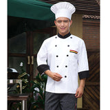 Max Unisex Chef's-Uniform Long Sleeve Double-Breasted Men Women Chef Coat White L