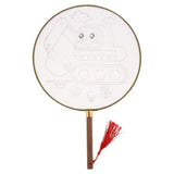 Maxbell Handheld Fabric Blank Fan for Painting Chinese Fan Round DIY Excavator