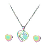 Maxbell Love Mom Pendant Necklace with 2x Ear Stud Earrings For Her, mother Day