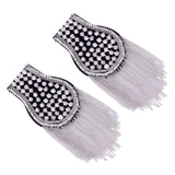 Maxbell Tassel Link Chain Epaulet Uniform Accessories Decorative Retro for Ceremony Argent
