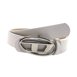 Maxbell Men Women PU Leather Belt Waist Belt Waistband Letter D Snap Buckle Trendy White