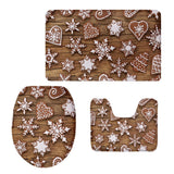 Max 3Pcs Christmas Bathroom Bath Mat Rug Set Toilet Lid Cover C943CP