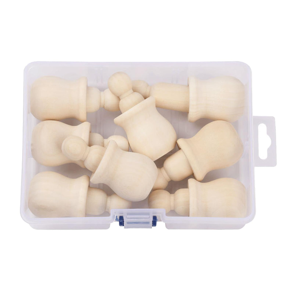 Maxbell 8x Natural Wooden Peg Doll Jar Bottom Wood Blank Figures Ornament with Case